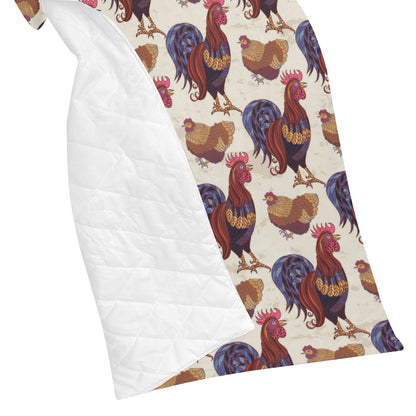 Rooster Pattern Print Design A03 Premium Quilt
