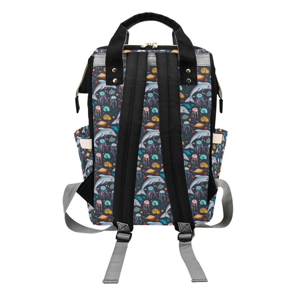 Underwater Dolphin Print Design LKS304 Diaper Bag Backpack