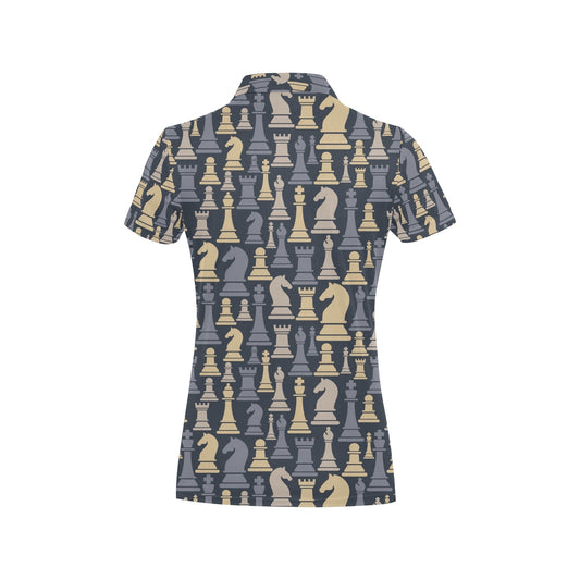 Chess Pattern Print Design 04 Women's Polo Shirt
