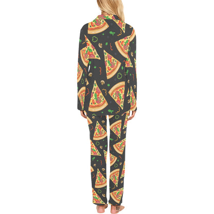 Pizza Pattern Print Design A02 Women's Long Pajama Set