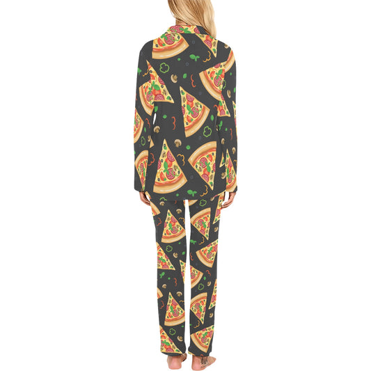 Pizza Pattern Print Design A02 Women's Long Pajama Set