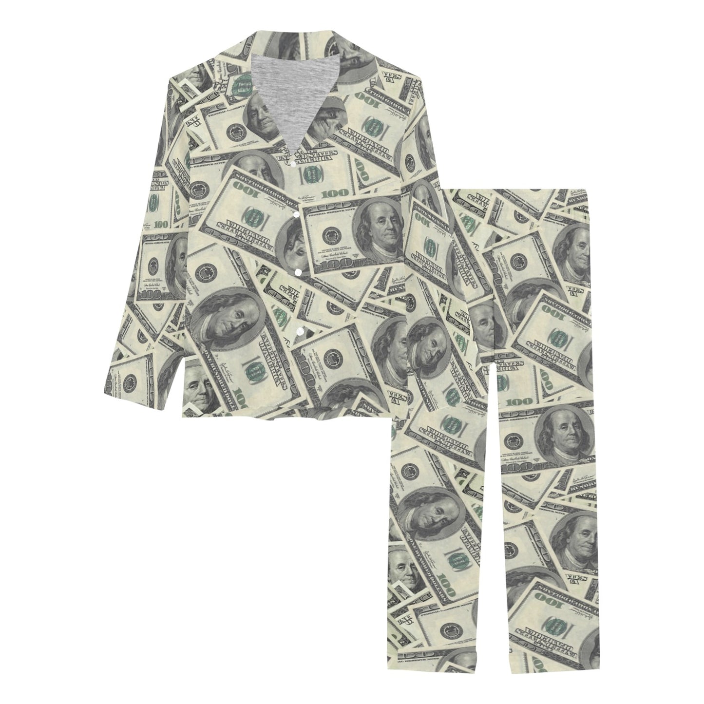 Dollar Pattern Print Design DO02 Women's Long Pajama Set