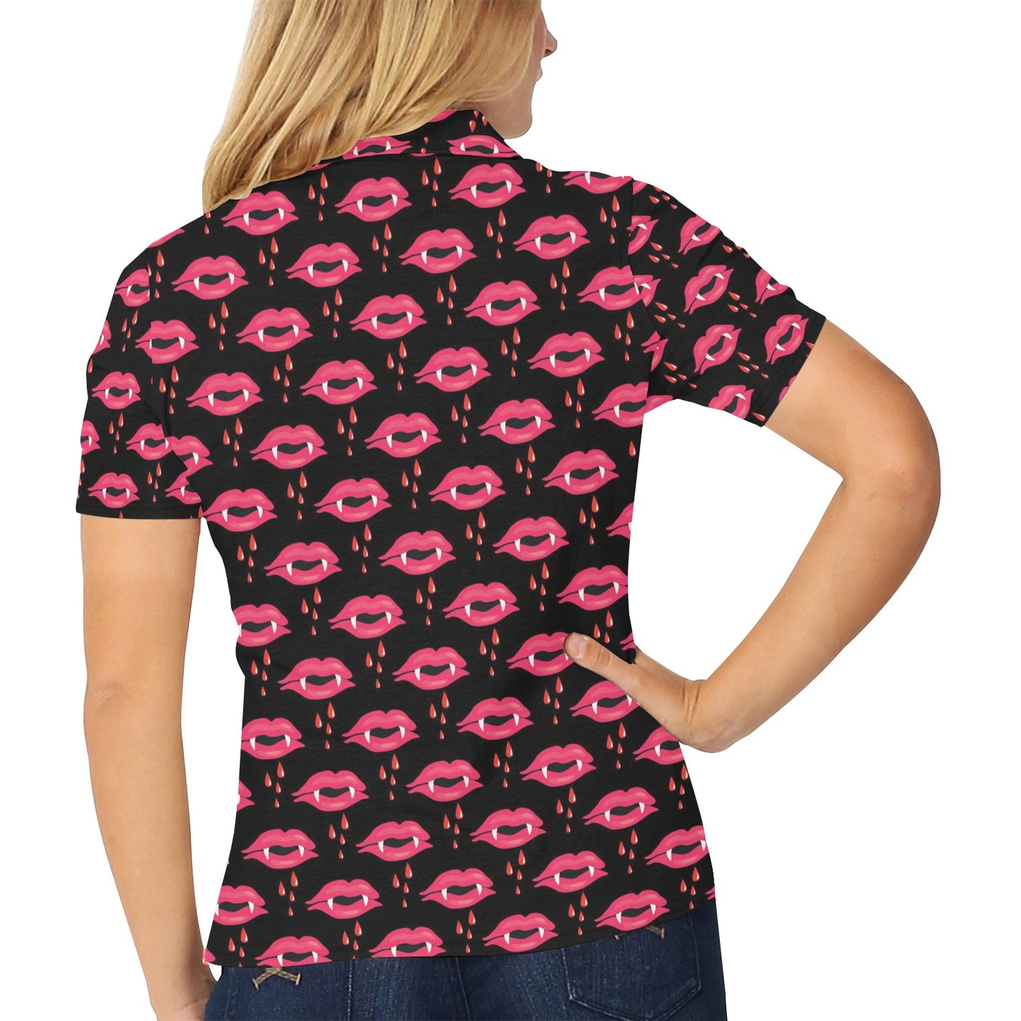 Vampire Lips Print Design LKS303 Women's Polo Shirt