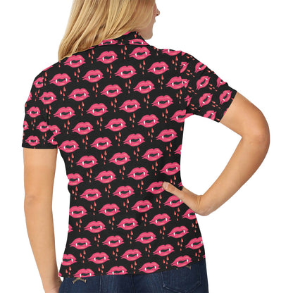 Vampire Lips Print Design LKS303 Women's Polo Shirt
