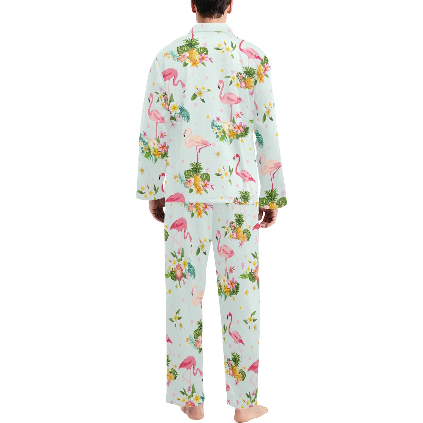 Flamingo Sweet Pattern Men's Long Pajama Set