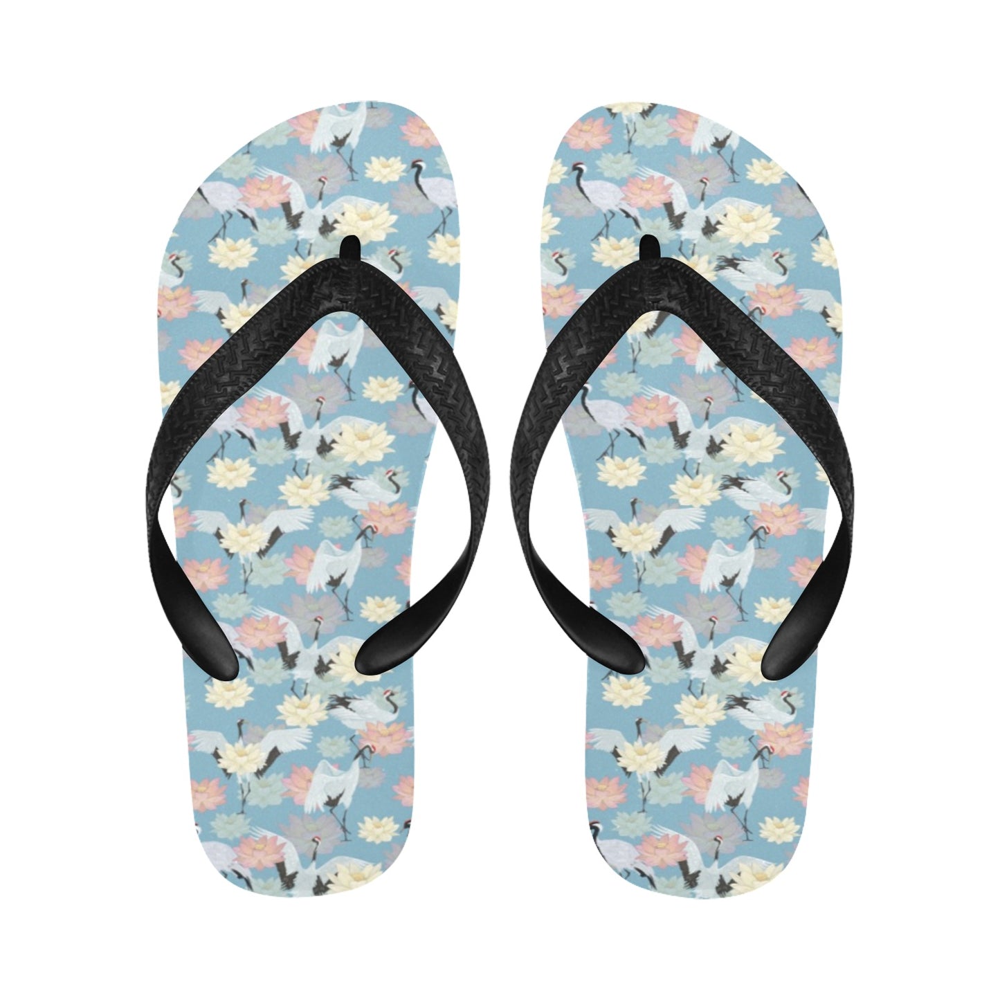 Water Lily Print Design LKS304 Flip Flops