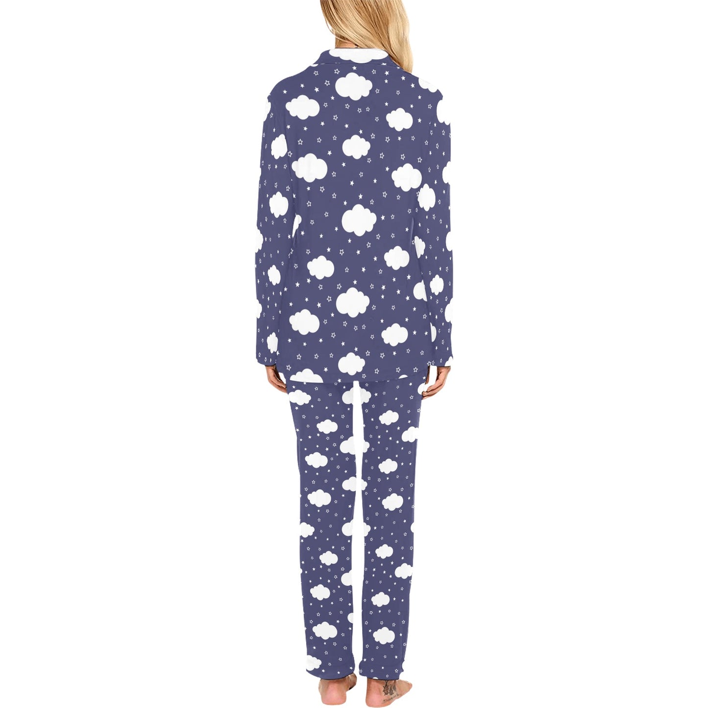 Cloud Pattern Print Design 03 Women's Long Pajama Set