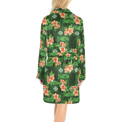 Hibiscus Pattern Print Design HB05 Women's Fleece Robe