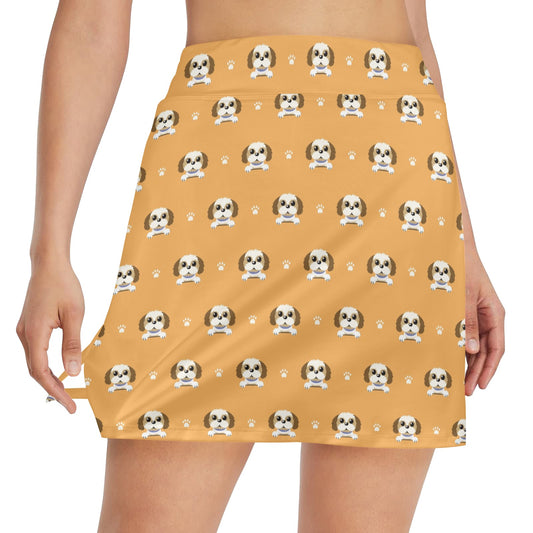 Shih Tzu Print Design LKS303 17" Golf & Pickleball Skort with Pockets