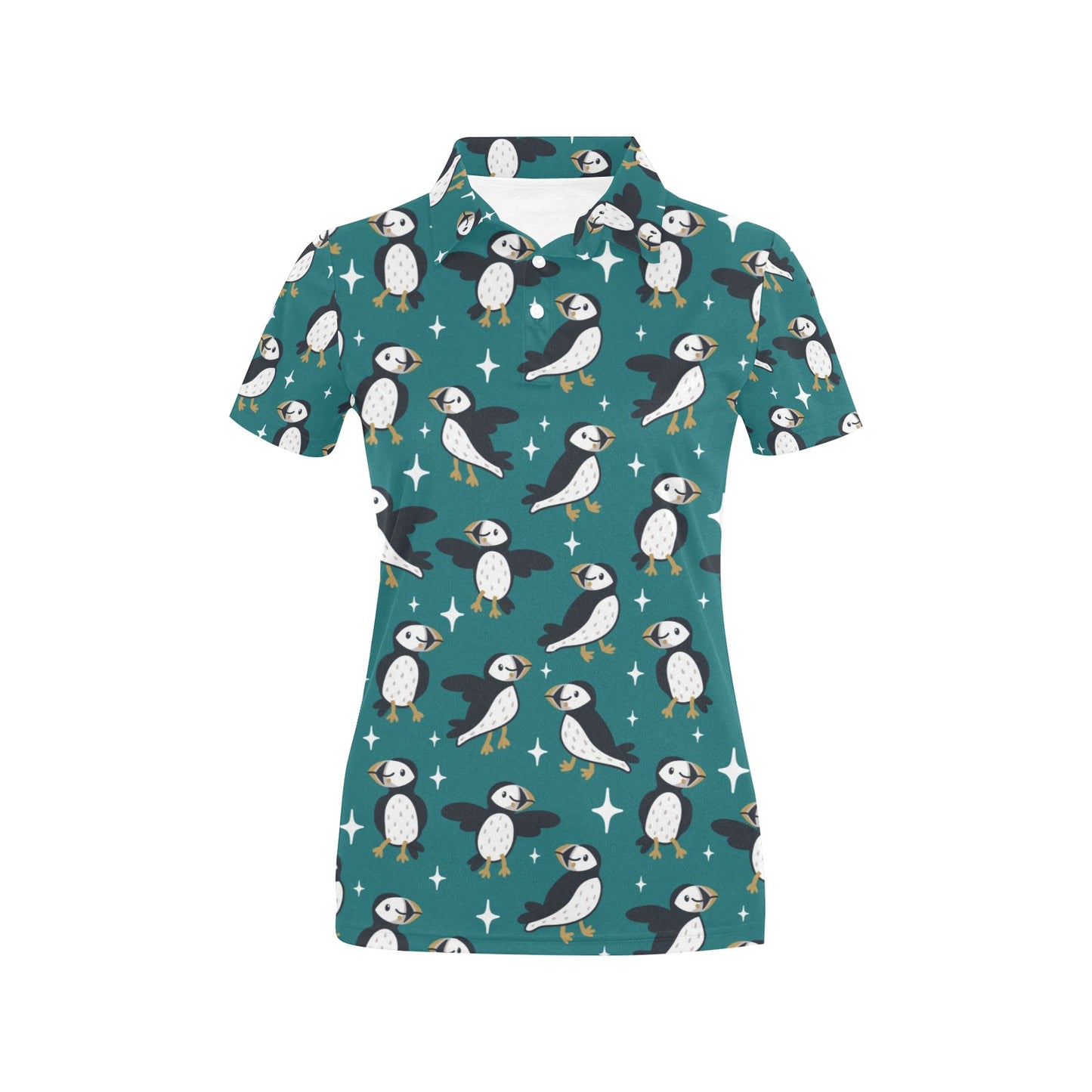 Puffin Pattern Print Design A05 Women's Polo Shirt