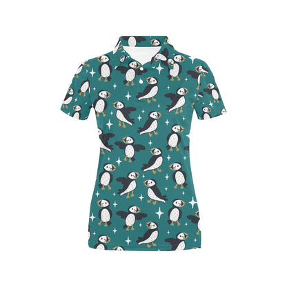 Puffin Pattern Print Design A05 Women's Polo Shirt