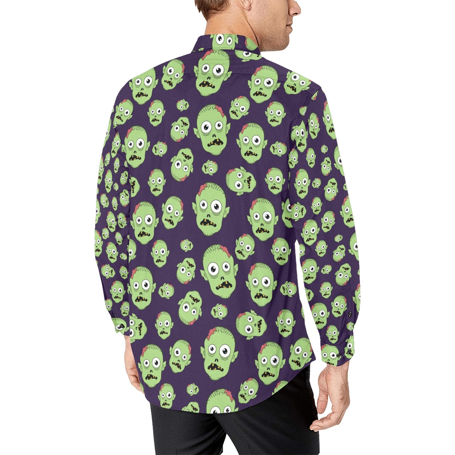 Zombie Print Design LKS303 Men's Long Sleeve Dress Shirt