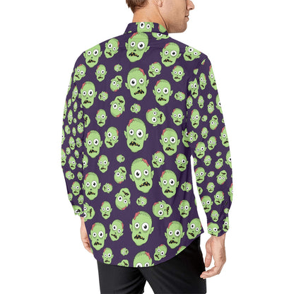 Zombie Print Design LKS303 Men's Long Sleeve Dress Shirt