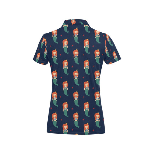 Mermaid Girl Pattern Print Design 01 Women's Polo Shirt