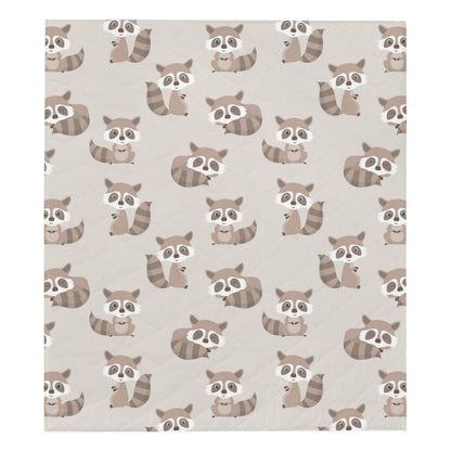 Raccoon Pattern Print Design A05 Premium Quilt