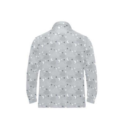 Cloud Pattern Print Design 04 Long Sleeve Polo Shirt For Men's