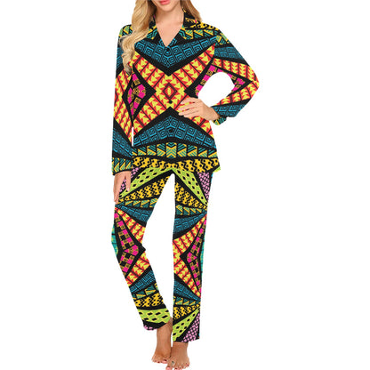 Kaleidoscope Pattern Print Design 05 Women's Long Pajama Set