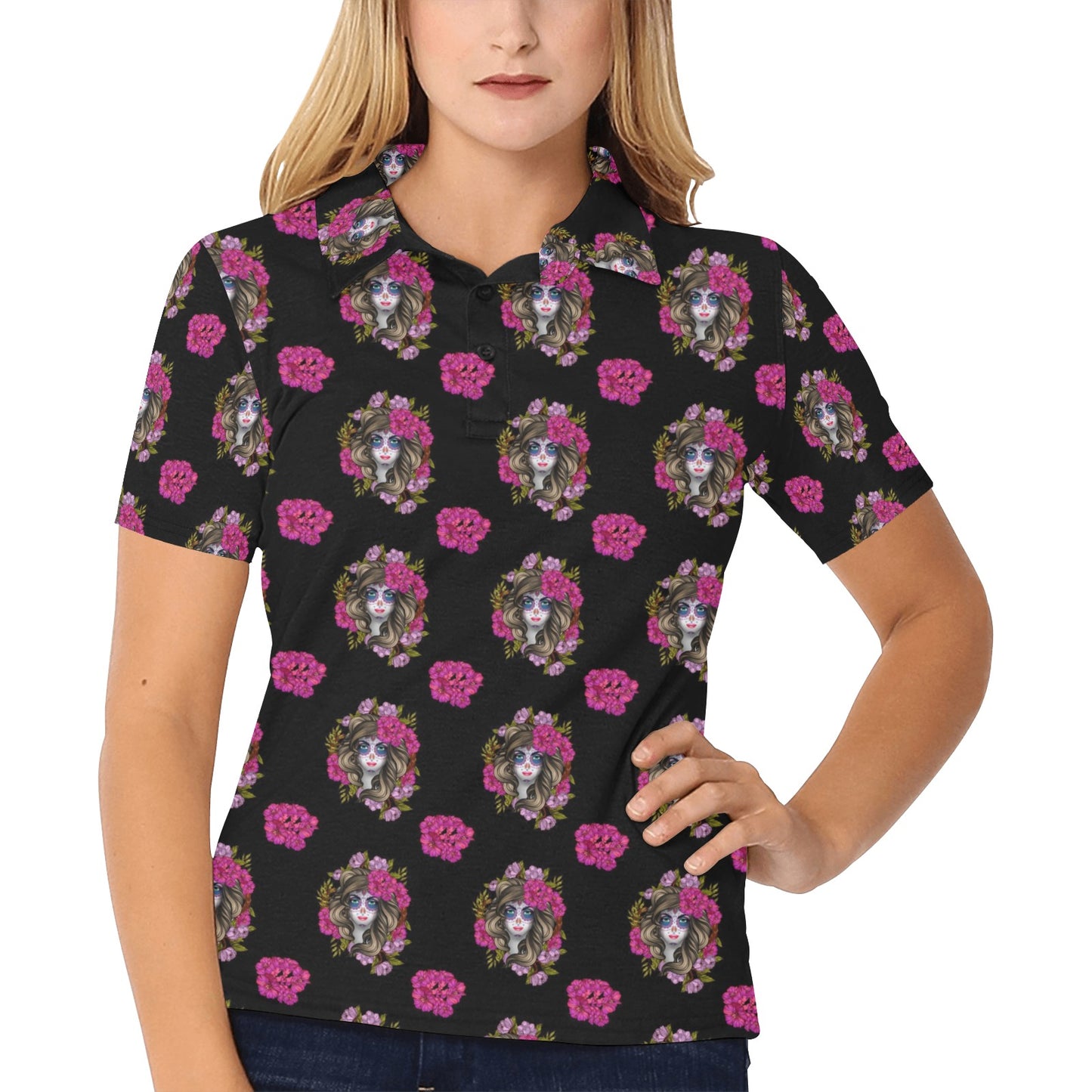 Day of the Dead Makeup Girl Women's Polo Shirt