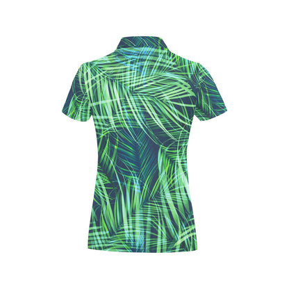 Palm Leaves Pattern Print Design PL02 Women's Polo Shirt