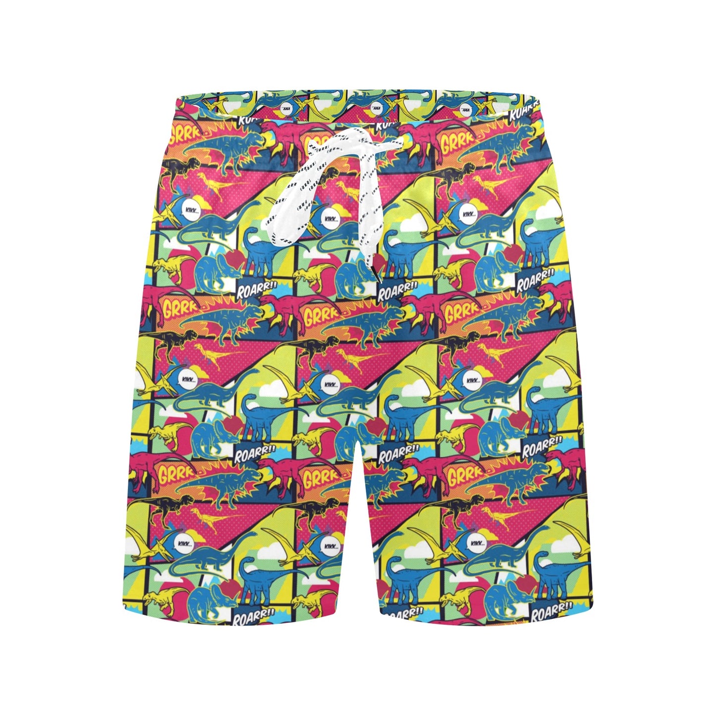 Dinosaur Comic Pop Art Style Men's Swim Trunks Beach Shorts