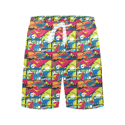 Dinosaur Comic Pop Art Style Men's Swim Trunks Beach Shorts