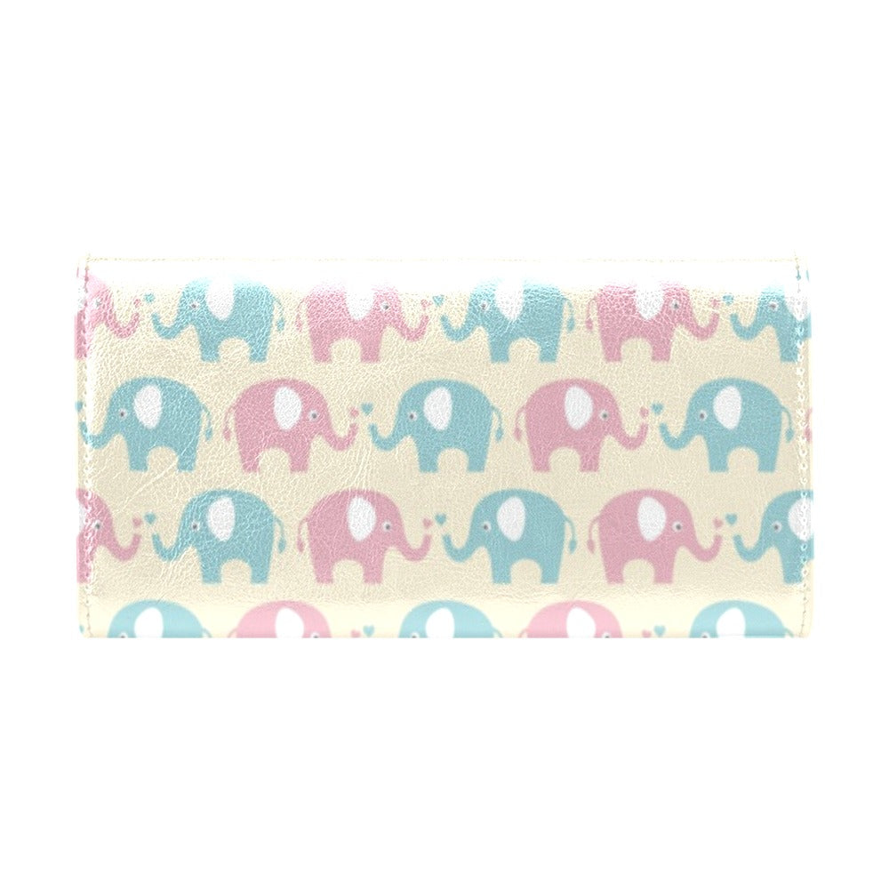 Elephant Baby Pastel Print Pattern Women's Trifold Wallet