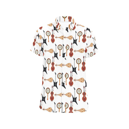 Banjo Print Design LKS403 Men Short Sleeve Button Up Shirt