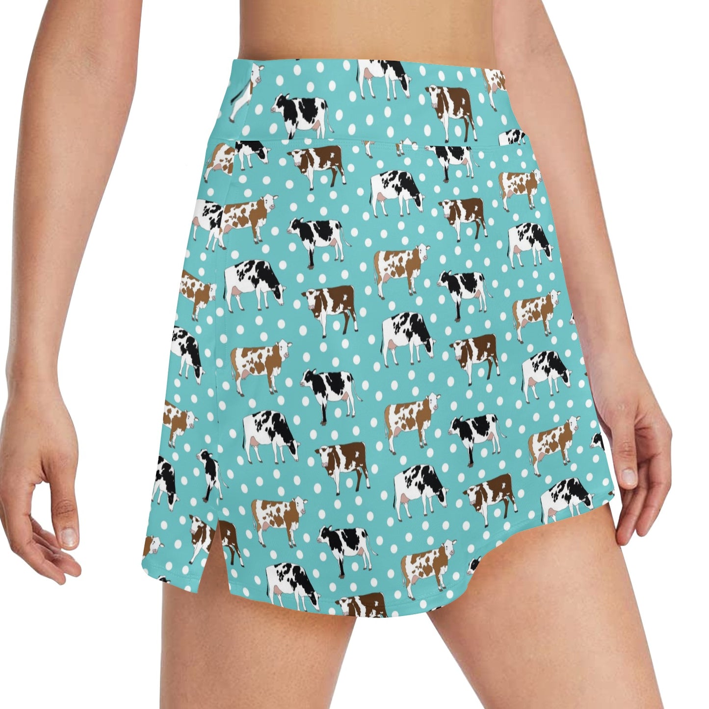 Cattle Print Design LKS405 17" Golf & Pickleball Skort with Pockets