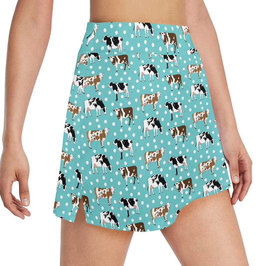 Cattle Print Design LKS405 17" Golf & Pickleball Skort with Pockets