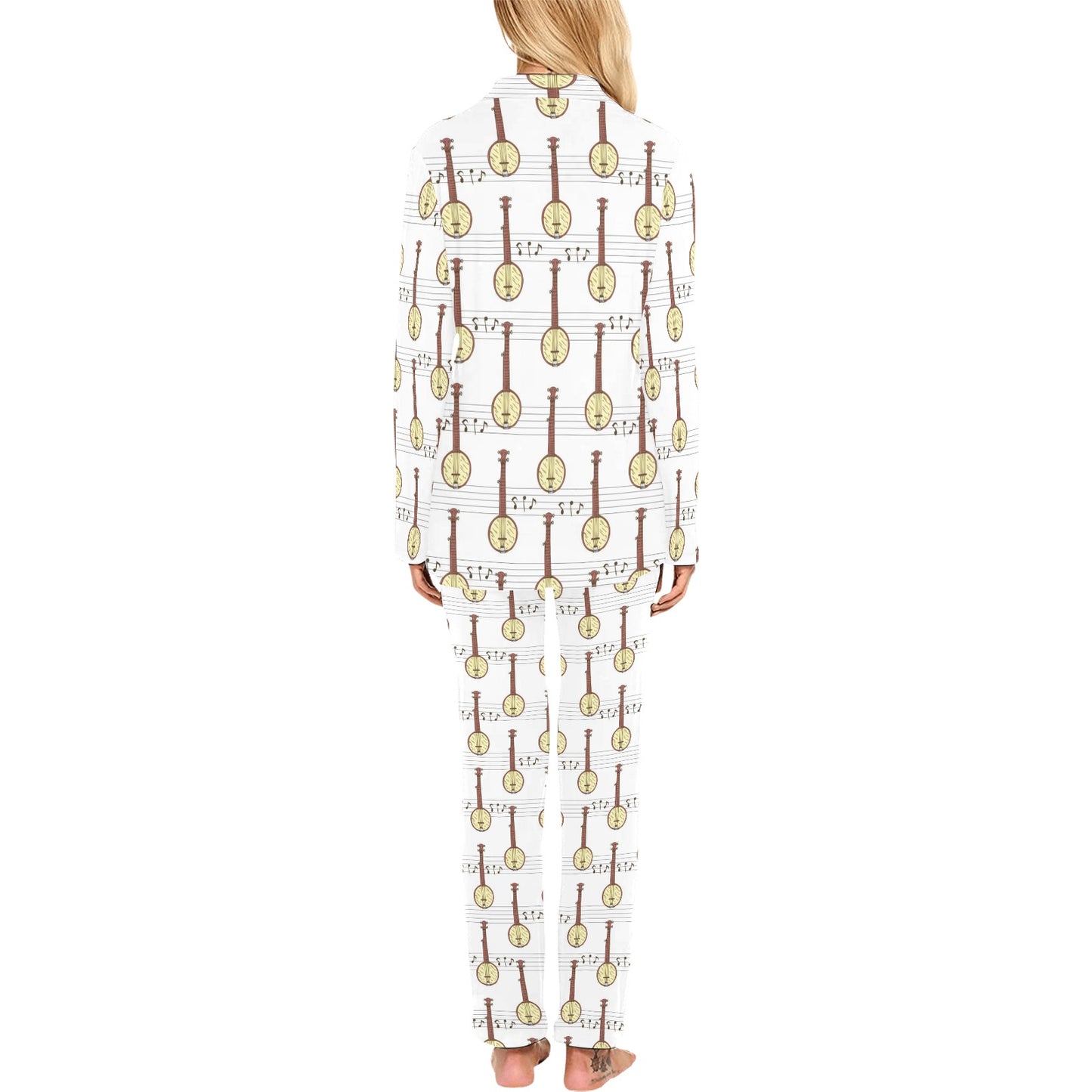 Banjo Print Design LKS402 Women's Long Pajama Set