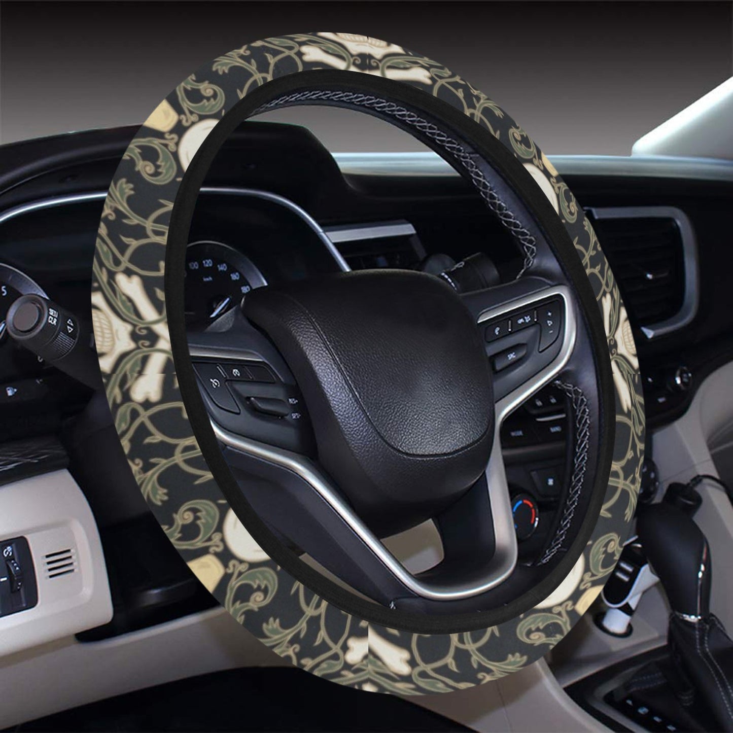 Skull King Print Design LKS307 Steering Wheel Cover with Elastic Edge