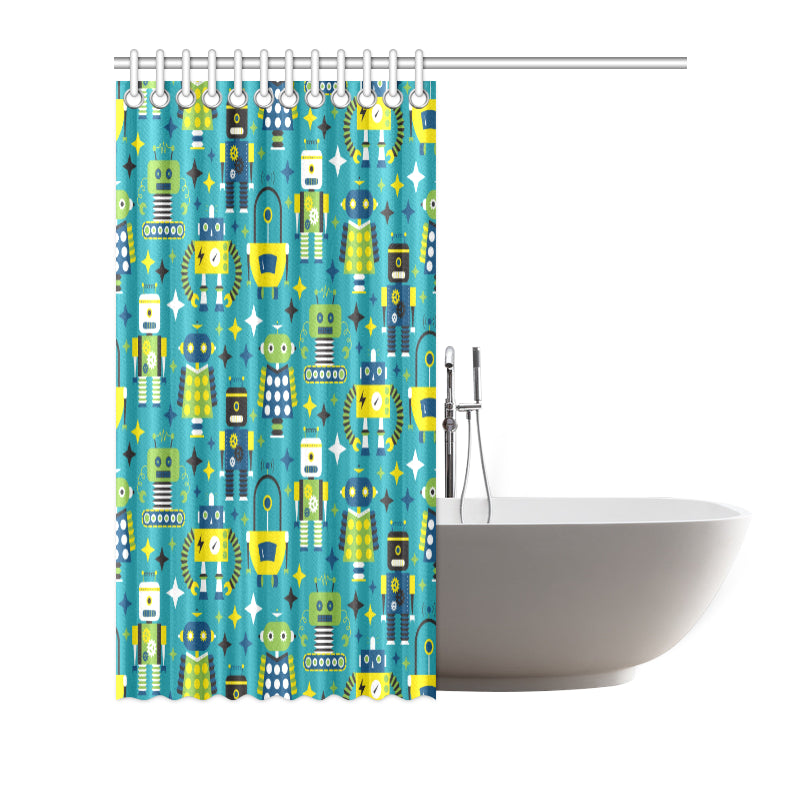 Robot Pattern Print Design A02 Shower Curtain