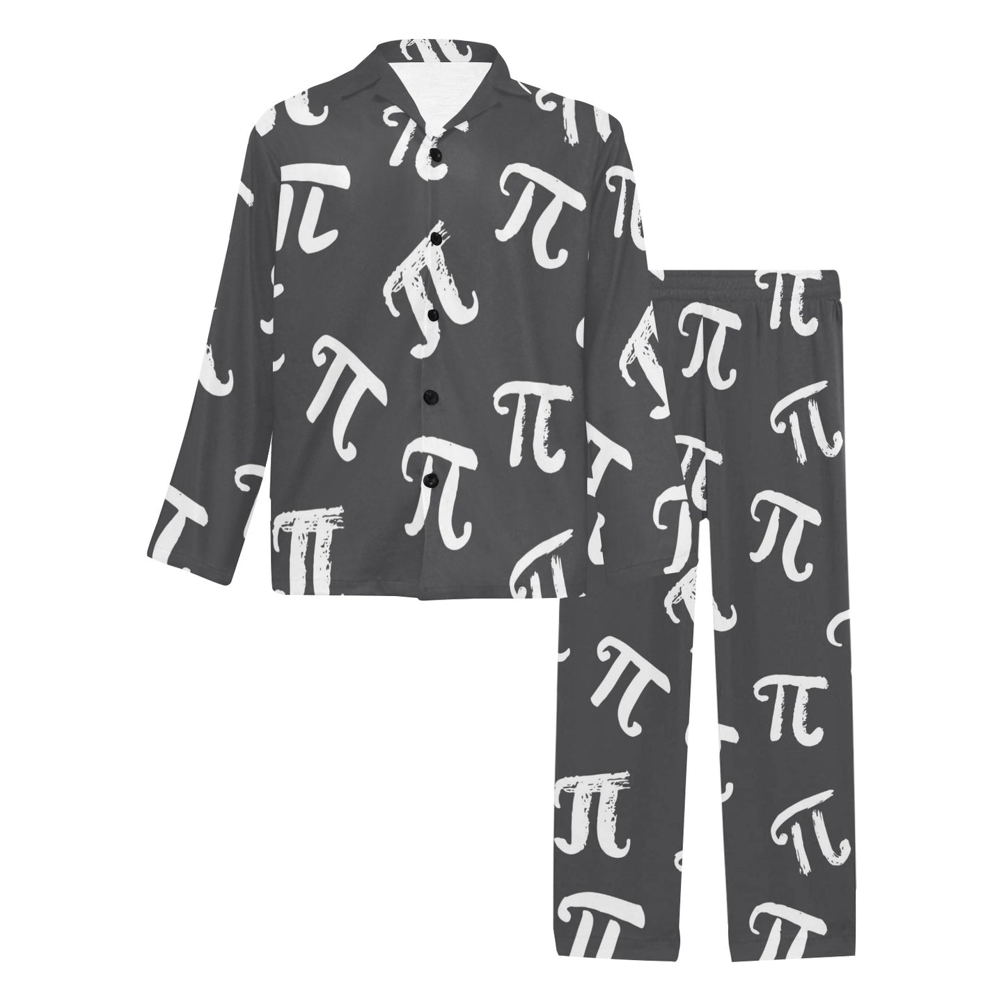 Pi Day Pattern Print Design A02 Men's Long Pajama Set
