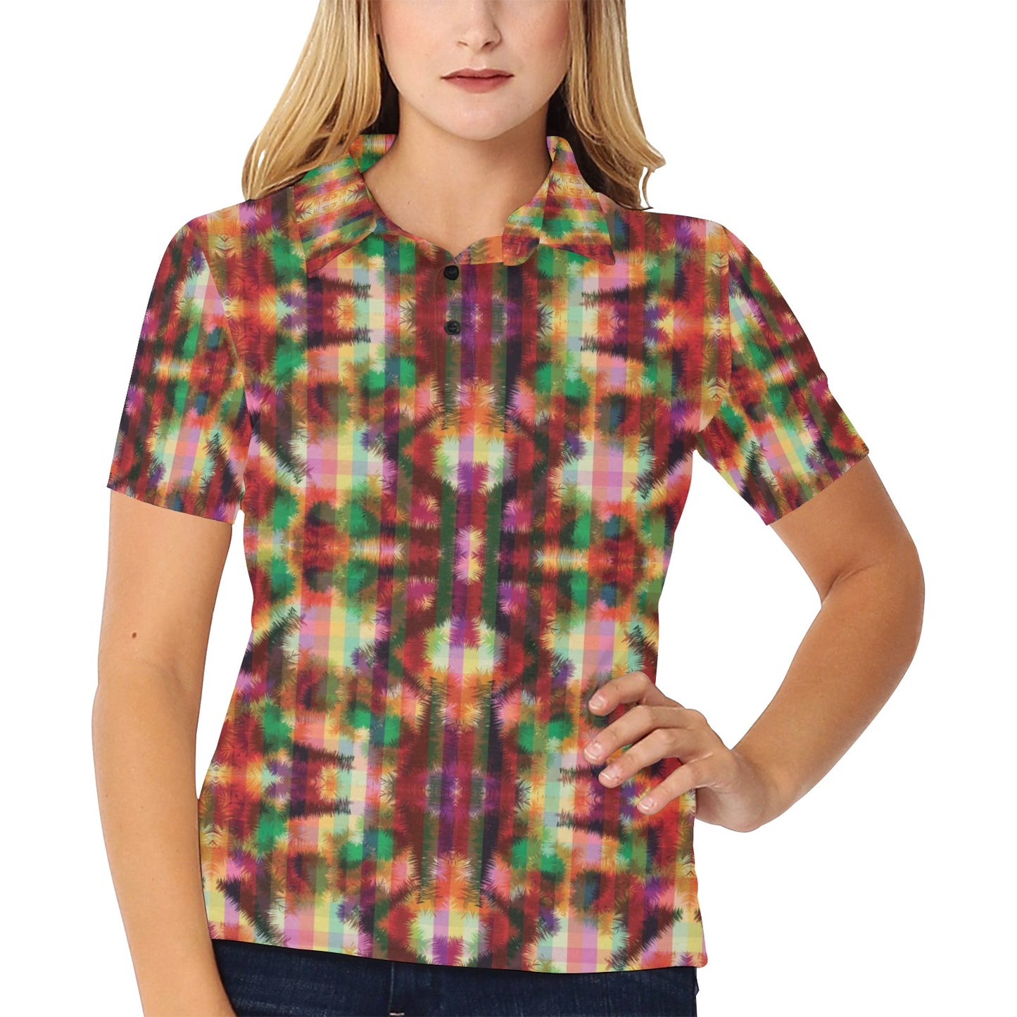 Tie Dye Print Design LKS301 Women's Polo Shirt