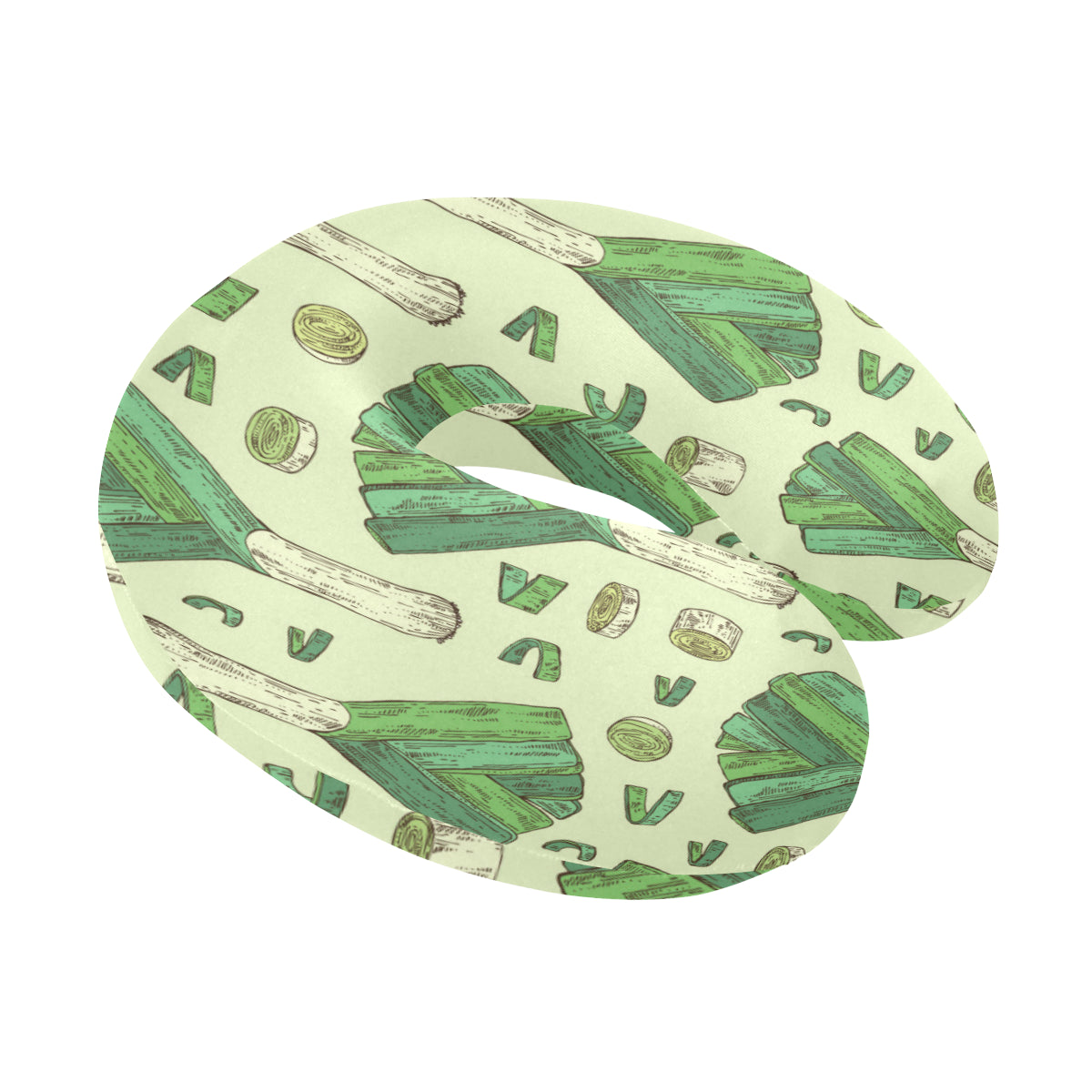 Leek Pattern Print Design 04 U-Shaped Travel Neck Pillow