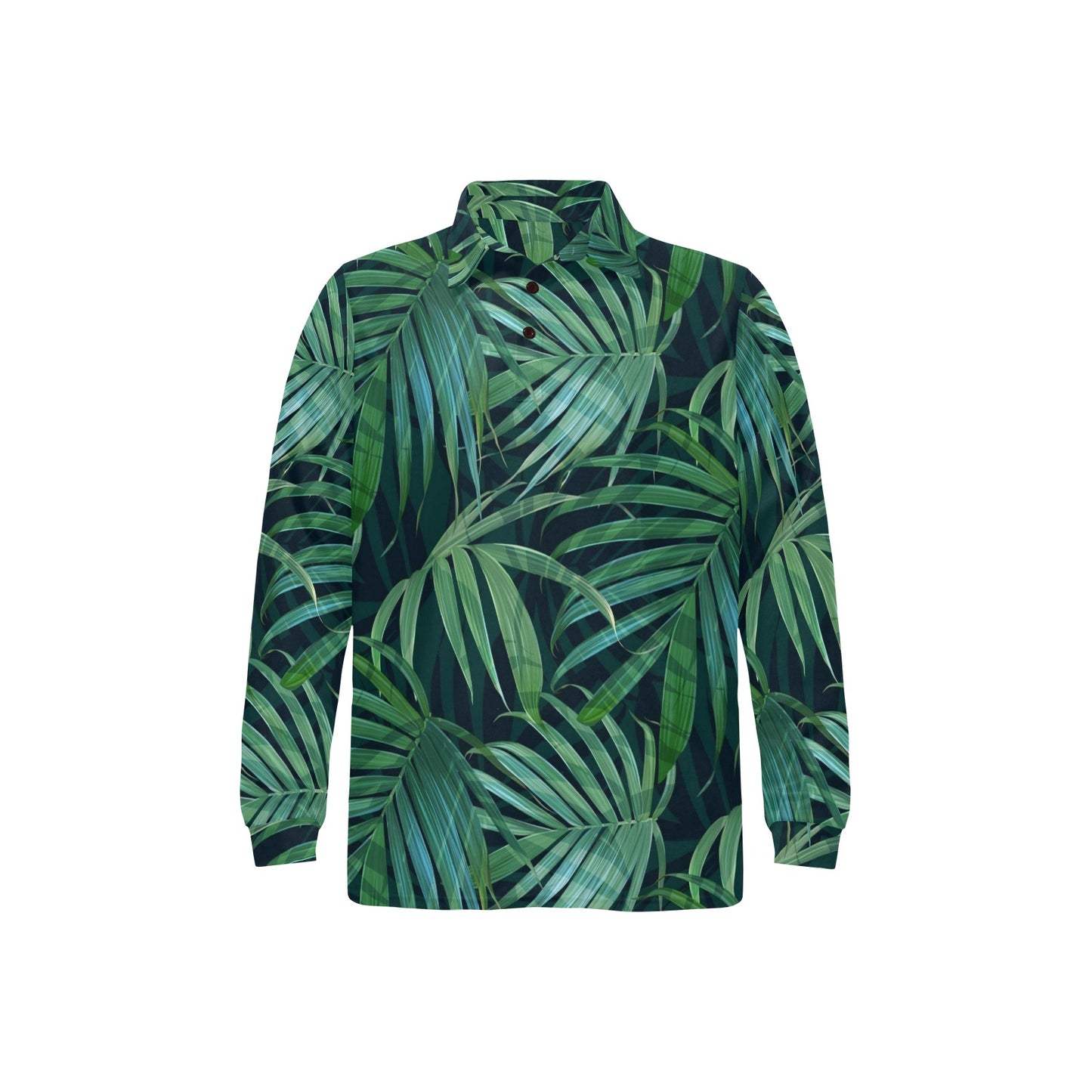 Tropical Flower Pattern Print Design TF011 Long Sleeve Polo Shirt For Men's