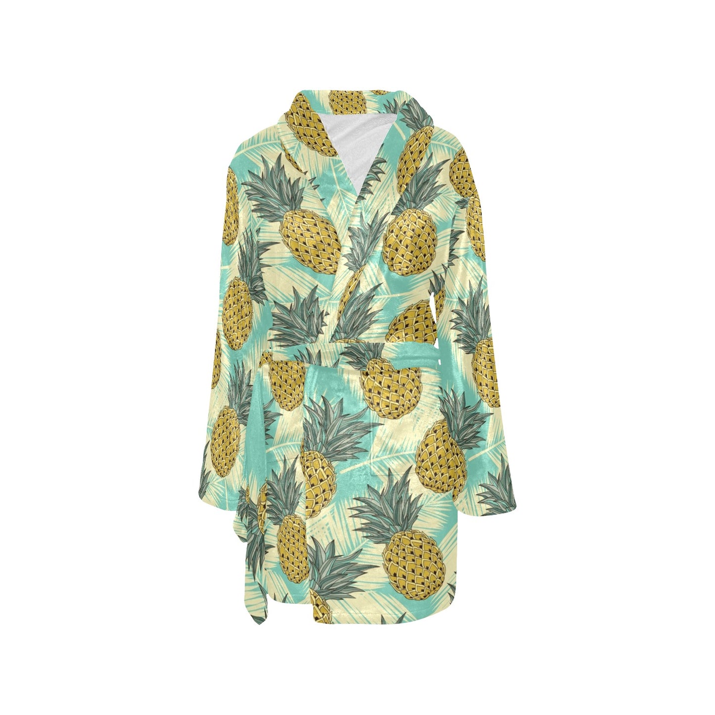 Pineapple Pattern Print Design PP03 Women's Fleece Robe