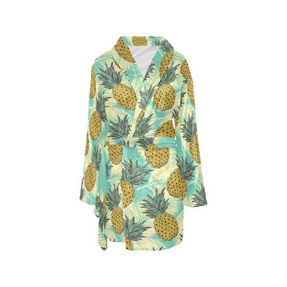 Pineapple Pattern Print Design PP03 Women's Fleece Robe