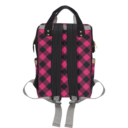 Buffalo check Pink Pattern Print Design 01 Diaper Bag Backpack
