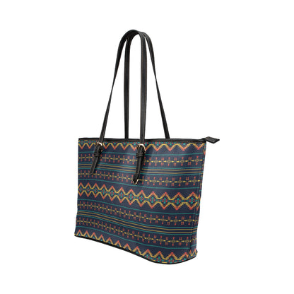Southwest American Design Themed Print Leather Tote Bag