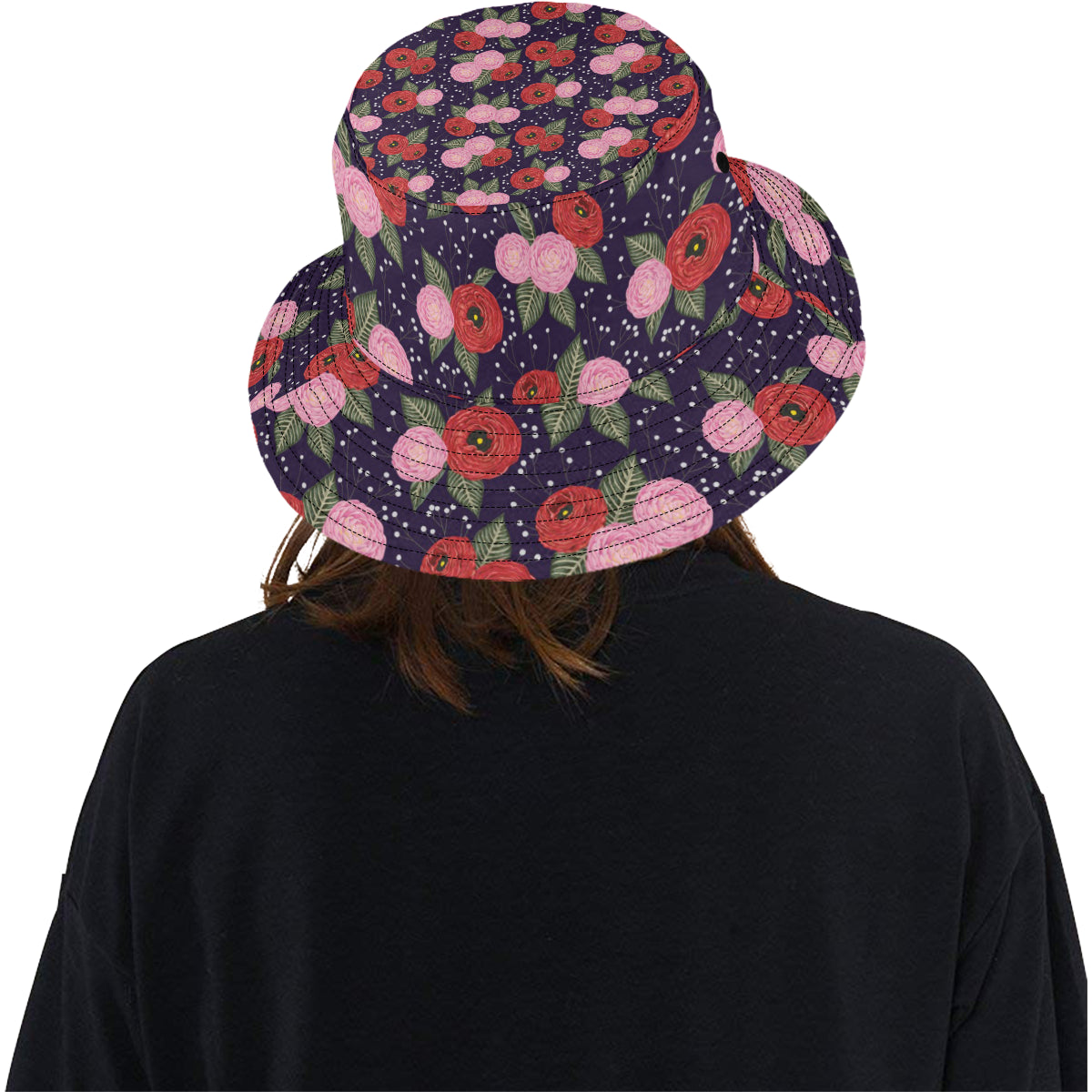 Camellia Pattern Print Design CM02 Unisex Bucket Hat