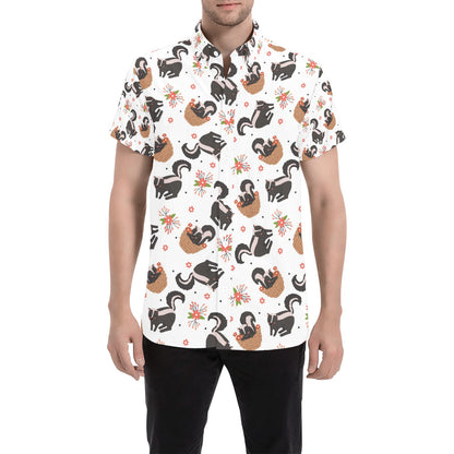 Skunk Print Design LKS304 Men Short Sleeve Button Up Shirt