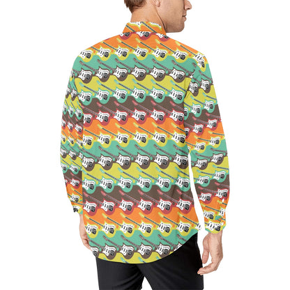 Electric Guitar Print Design LKS401 Men's Long Sleeve Dress Shirt