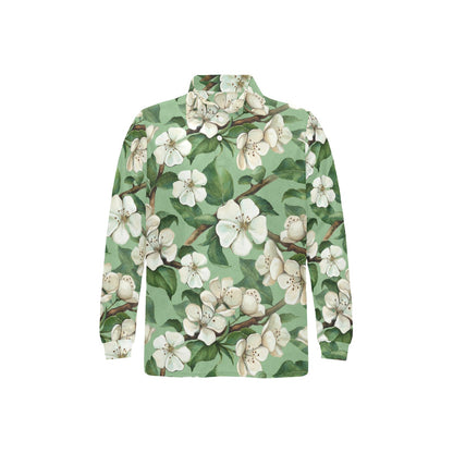 Apple blossom Pattern Print Design AB02 Long Sleeve Polo Shirt For Men's