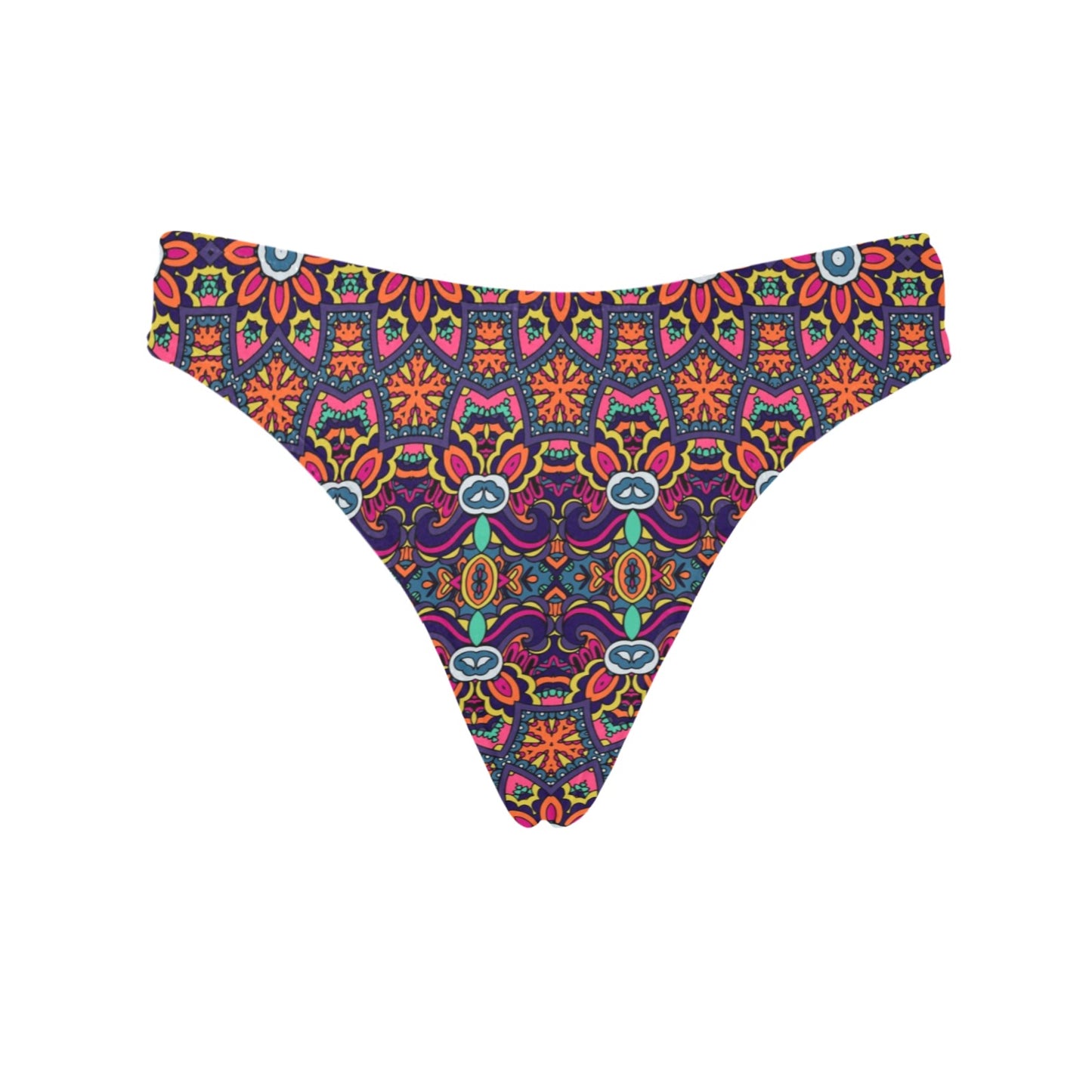 Ethnic Flower Style Print Pattern Women's Thongs