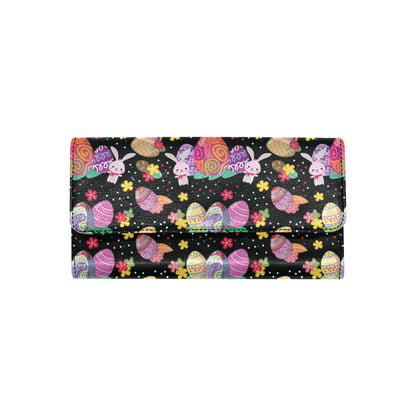 Easter Eggs Pattern Print Design RB06 Women's Trifold Wallet