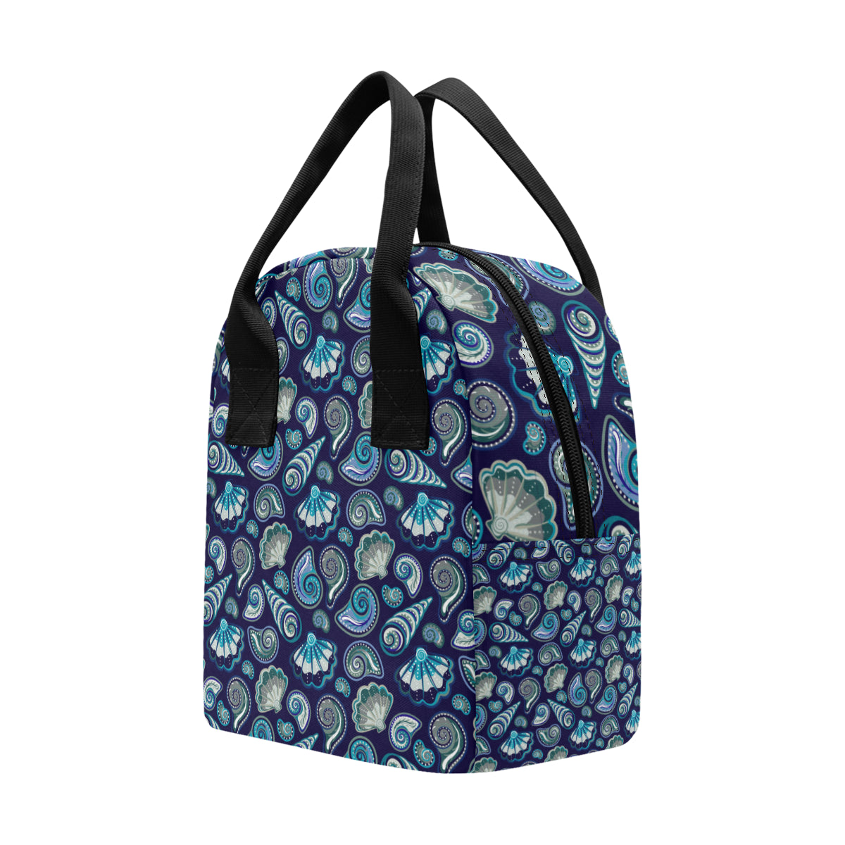 Beach Seashell Blue Print Insulated Lunch Bag