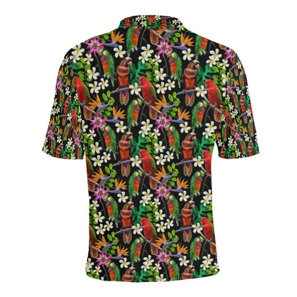 Parrot Design Print Men Polo Shirt