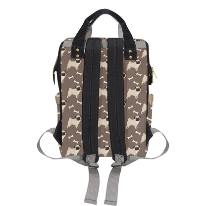 Pug Pattern Print Design A02 Diaper Bag Backpack