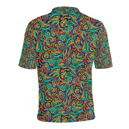 Psychedelic Trippy Floral Design Men Polo Shirt